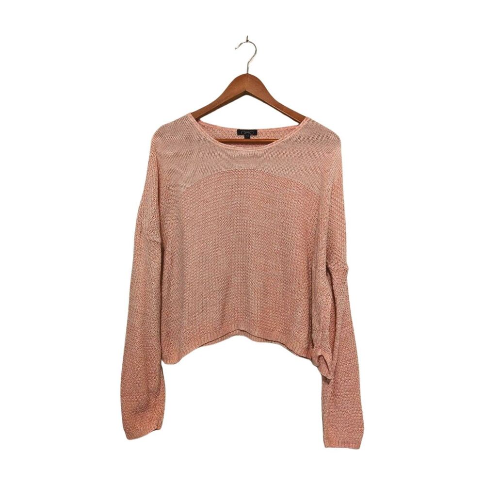 Vintage 80s Pink Cropped Slouchy Sweater Deb S Open Weave Lightweight USA